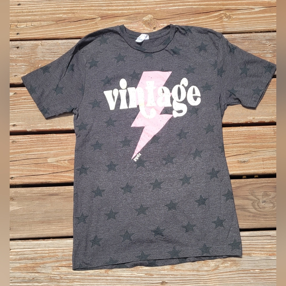 Vintage Code V Pink Lighting Bolt Size Small Tee Shirt Stars